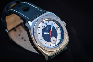 MHD Watches Streamliner blue and steel dial with blue leather rally strap automatic mechanical movement by miyota