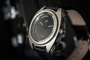 MHD AGT BLACK EDITION - stainless steel mens automatic 24 jewel mechanical miyota movement watch- black leather rally strap - MHD watches