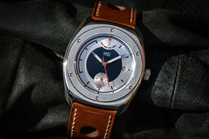 MHD Watches Streamliner blue and steel dial with brown leather rally strap automatic mechanical movement by miyota