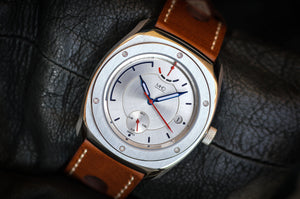 MHD watches streamliner all steel with brown leather strap