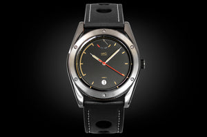  MHD Type 1- stainless steel men’s watch -24 jewel automatic mechanical miyota movement watch- black  leather rally strap - MHD watches- inspired by the Bugatti type 35