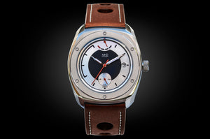 MHD Watches Streamliner blue and steel dial with brown leather rally strap