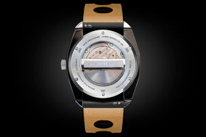 MHD Streamliner black dial watch case back with display case back