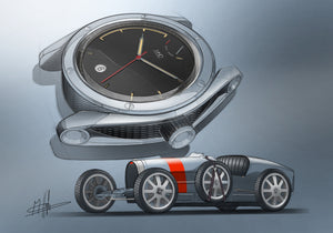 MHD Type 1 watch drawing- Bugatti type 35 drawing